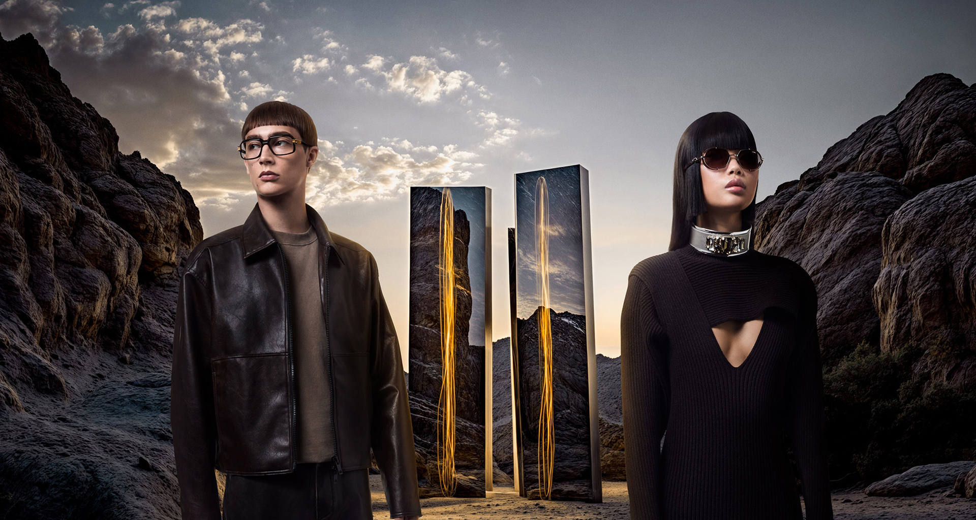 A model wearing iconic gold CAZAL Legends sunglasses, showcasing the brand's bold style available in Montréal.