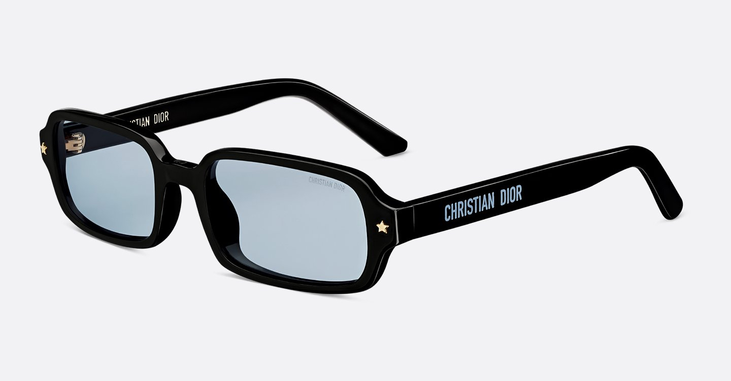 The DiorPacific S3I square sunglasses in blue acetate with gold-finish star details.